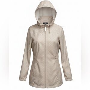 Jones New York Beige Polka Dot Rain Jacket